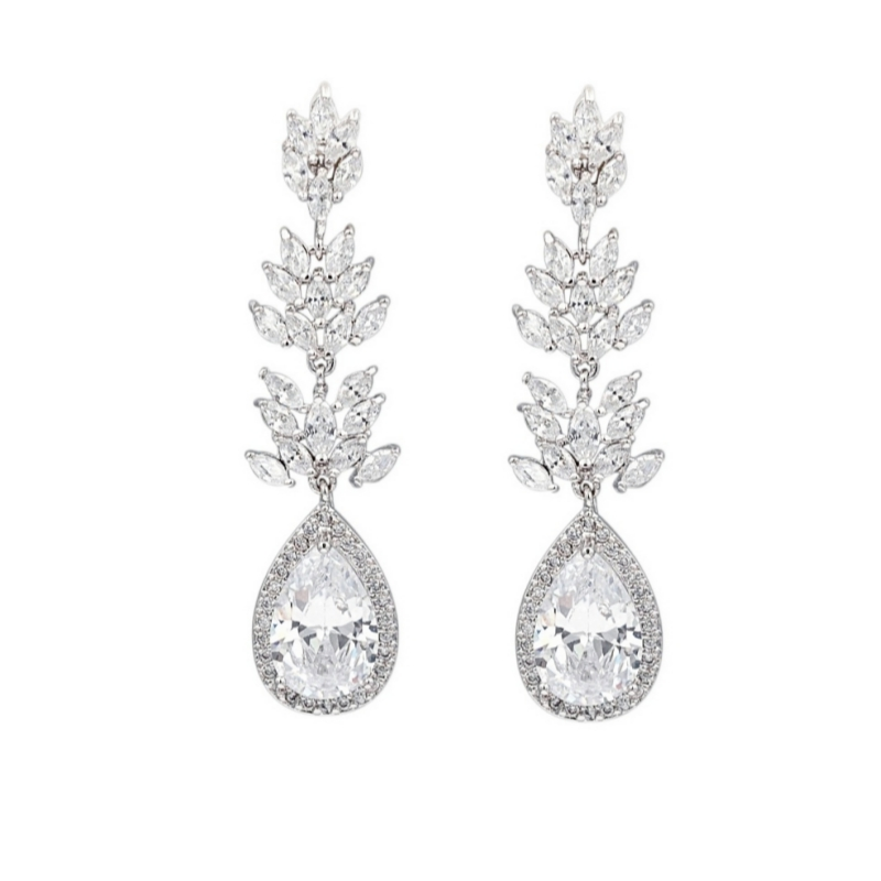 CZ COLLECTION - SPARKLING GLAMOUR EARRINGS - CZER444 SILVER