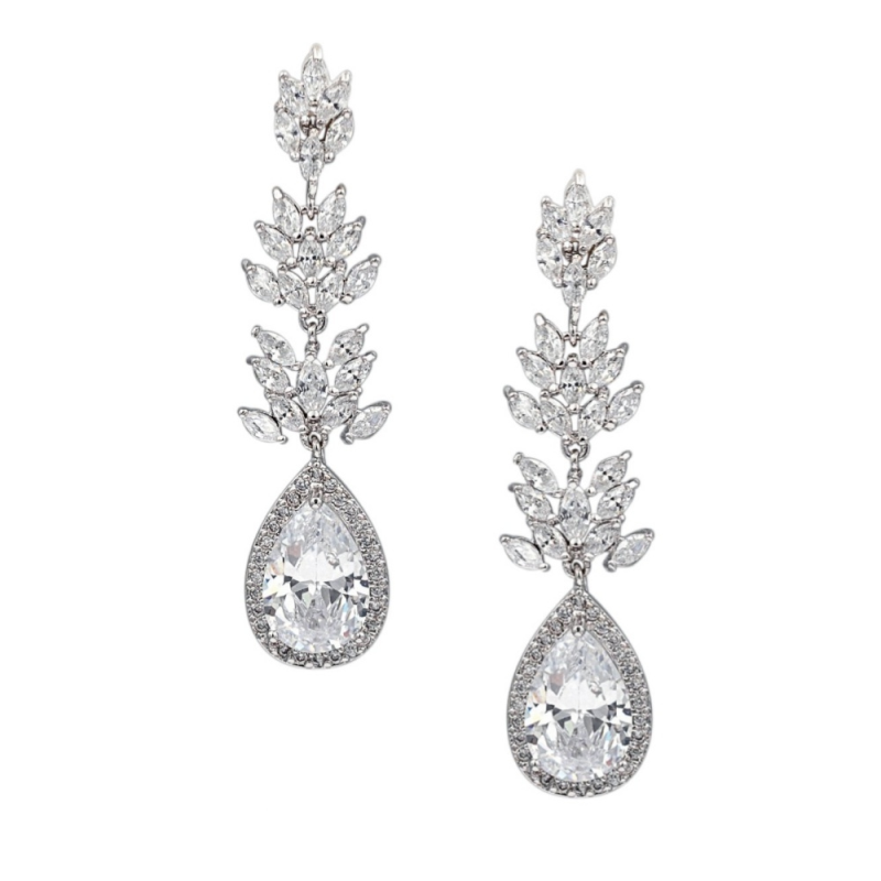 CZ COLLECTION - SPARKLING GLAMOUR EARRINGS - CZER444 SILVER