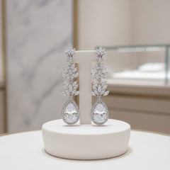 CZ COLLECTION - SPARKLING GLAMOUR EARRINGS - CZER444 SILVER