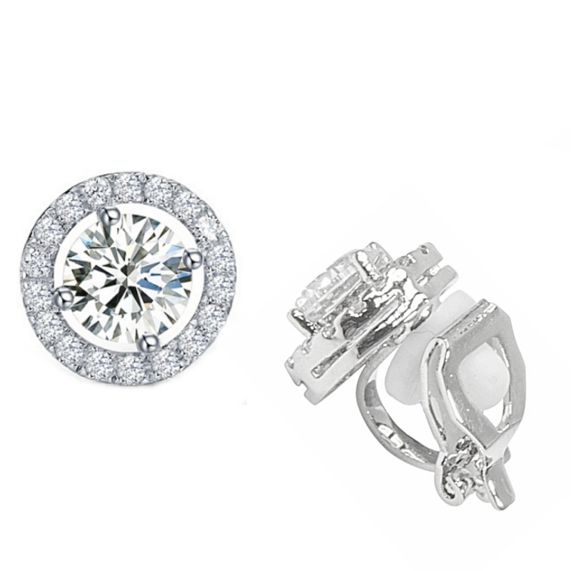 CUBIC ZIRCONIA COLLECTION - CZ CRYSTAL CLIP-ON EARRINGS - CZER435