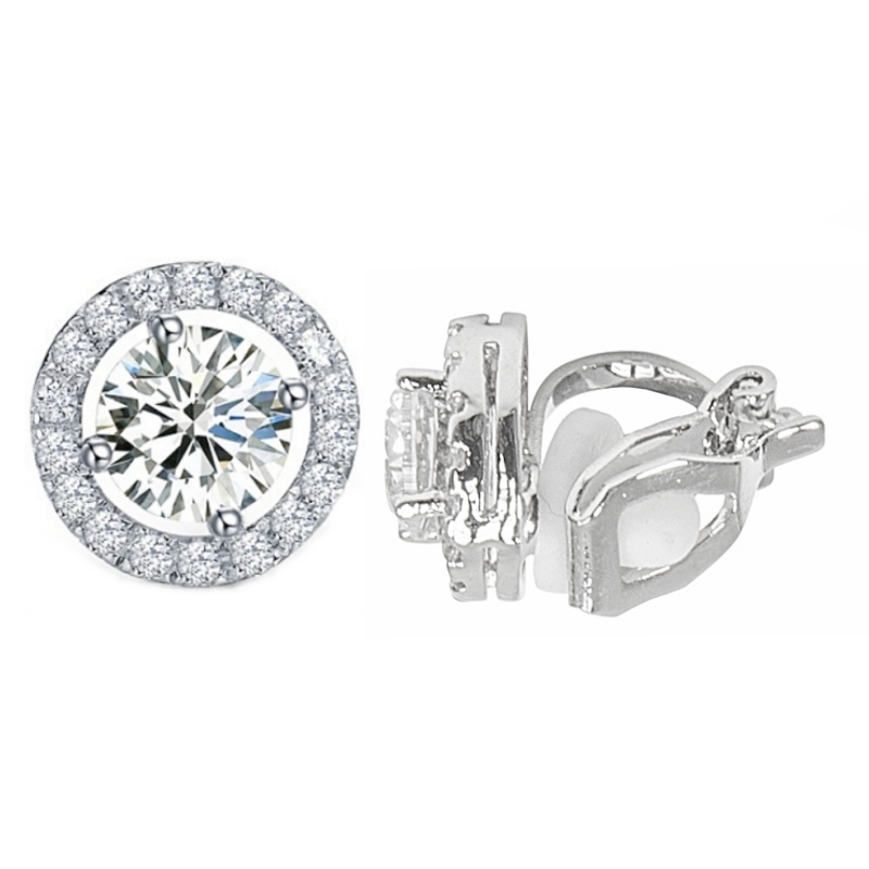 CUBIC ZIRCONIA COLLECTION - CZ CRYSTAL CLIP-ON EARRINGS - CZER435