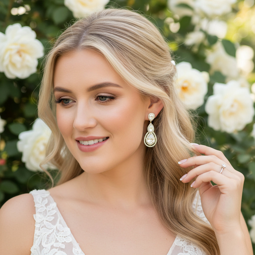 CUBIC ZIRCONIA COLLECTION - CRYSTAL TREASURE EARRINGS - CZER430 GOLD