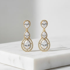 CUBIC ZIRCONIA COLLECTION - CRYSTAL TREASURE EARRINGS - CZER430 GOLD