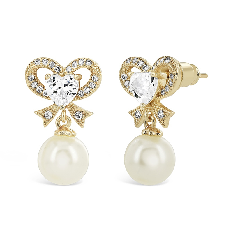 CUBIC ZIRCONIA COLLECTION - ETERNAL PEARL EARRINGS - CZ335 GOLD