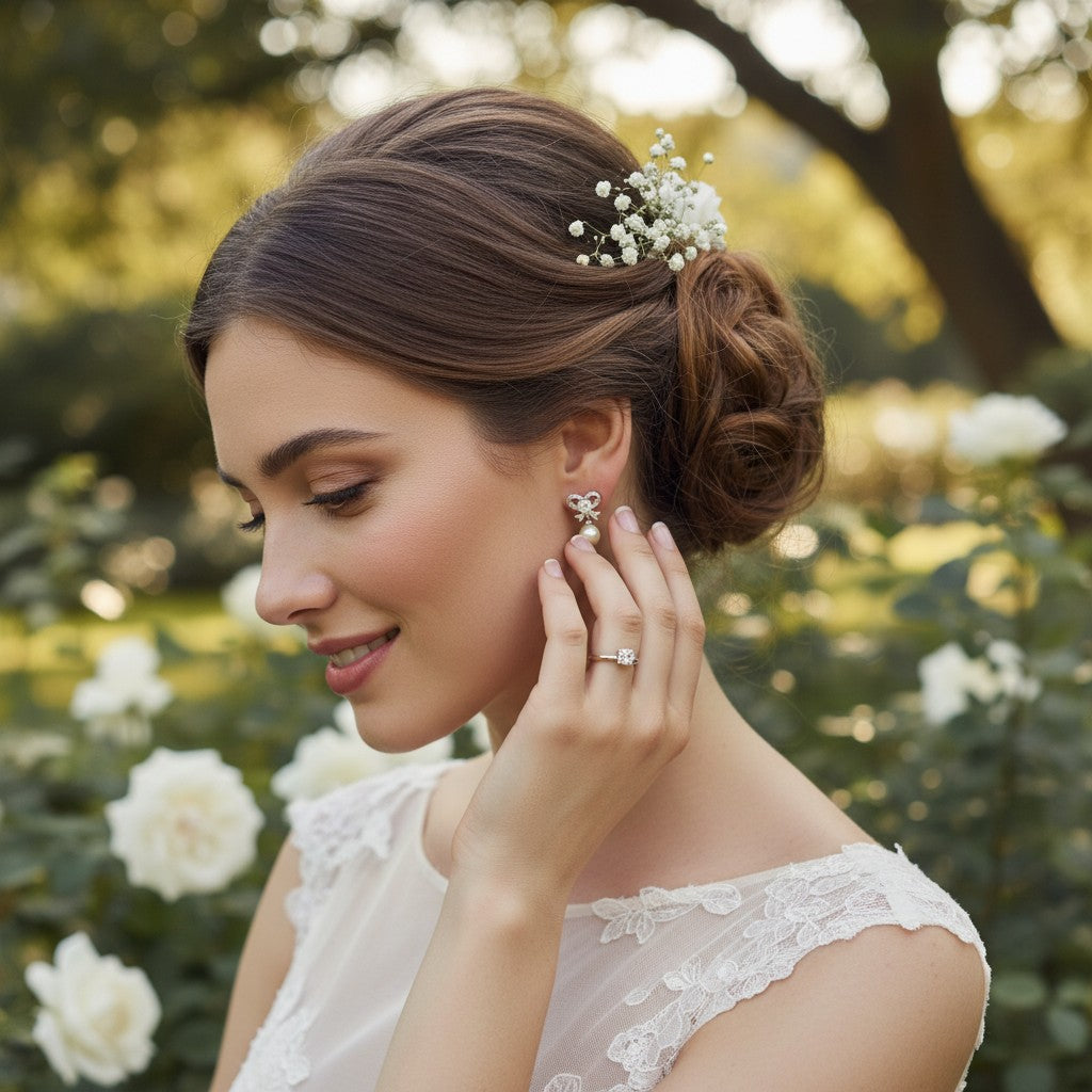 CUBIC ZIRCONIA COLLECTION - ETERNAL PEARL EARRINGS - CZ335 GOLD