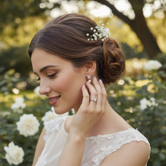 CUBIC ZIRCONIA COLLECTION - ETERNAL PEARL EARRINGS - CZ335 GOLD