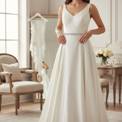 ATHENA COLLECTION - CHIC CRYSTAL BRIDAL BELT (20) IVORY
