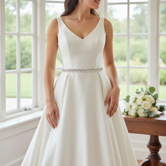 ATHENA COLLECTION - CHIC CRYSTAL BRIDAL BELT (20) IVORY