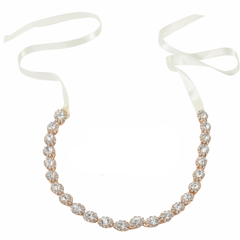 ATHENA COLLECTION - CRYSTAL TREASURE BRIDAL BELT 21 ROSE GOLD