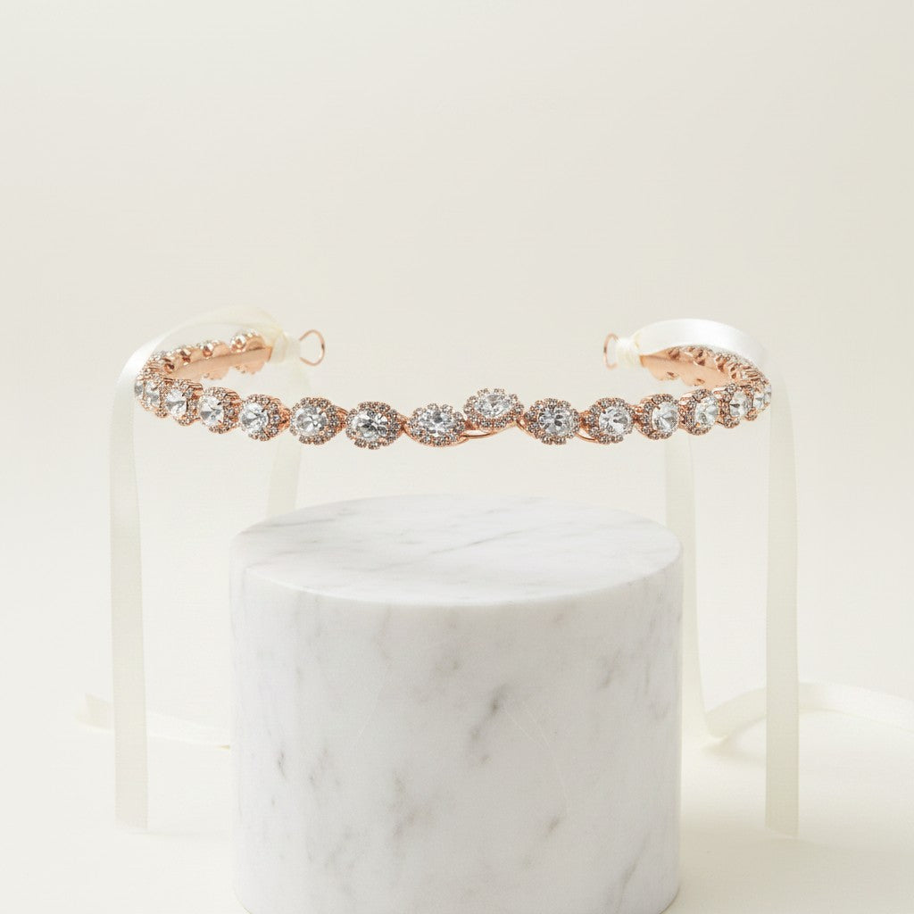 ATHENA COLLECTION - CRYSTAL TREASURE BRIDAL BELT 21 ROSE GOLD