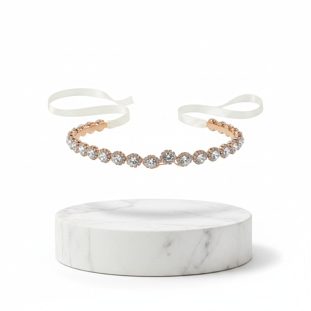 ATHENA COLLECTION - CRYSTAL TREASURE BRIDAL BELT 21 ROSE GOLD