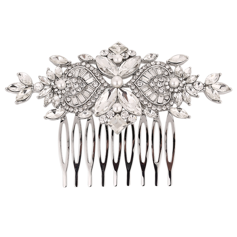 ATHENA COLLECTION - EXQUISITE CRYSTAL SPARKLE COMB - HC166 (SILVER)