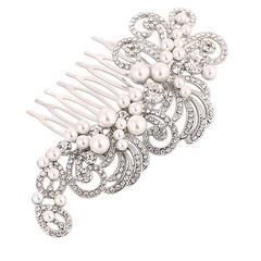 ATHENA COLLECTION - VINTAGE CHARM HAIR COMB - HC167 SILVER