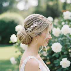 ATHENA COLLECTION - VINTAGE CHARM HAIR COMB - HC167 SILVER