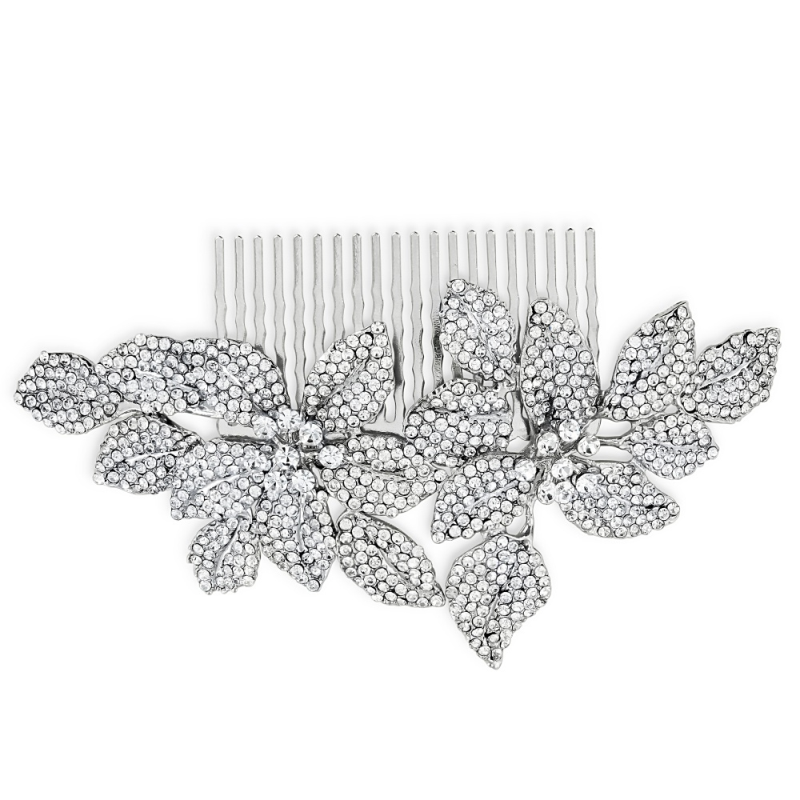 ATHENA COLLECTION - VINTAGE SPARKLE HAIR COMB - HC168 SILVER