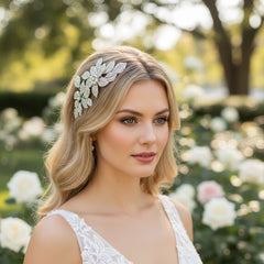 ATHENA COLLECTION - VINTAGE SPARKLE HAIR COMB - HC168 SILVER