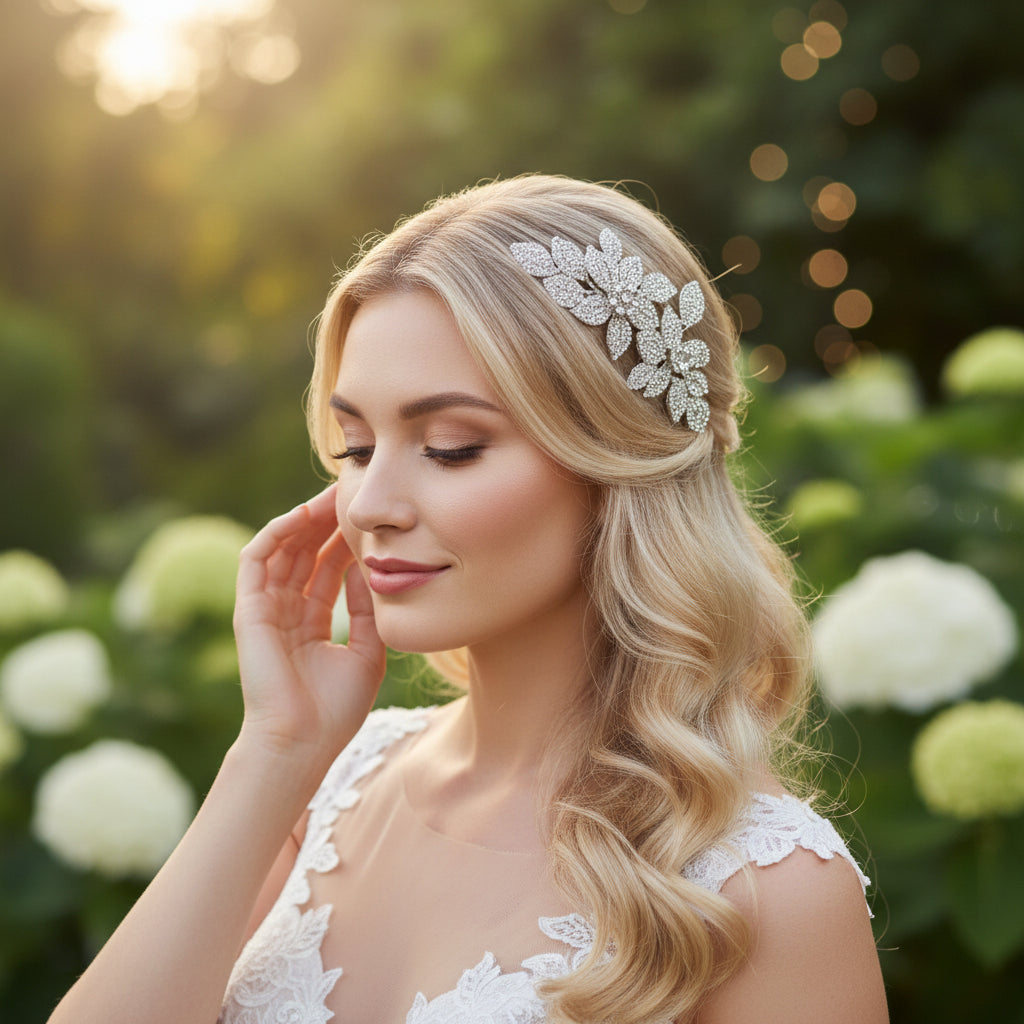 ATHENA COLLECTION - VINTAGE SPARKLE HAIR COMB - HC168 SILVER