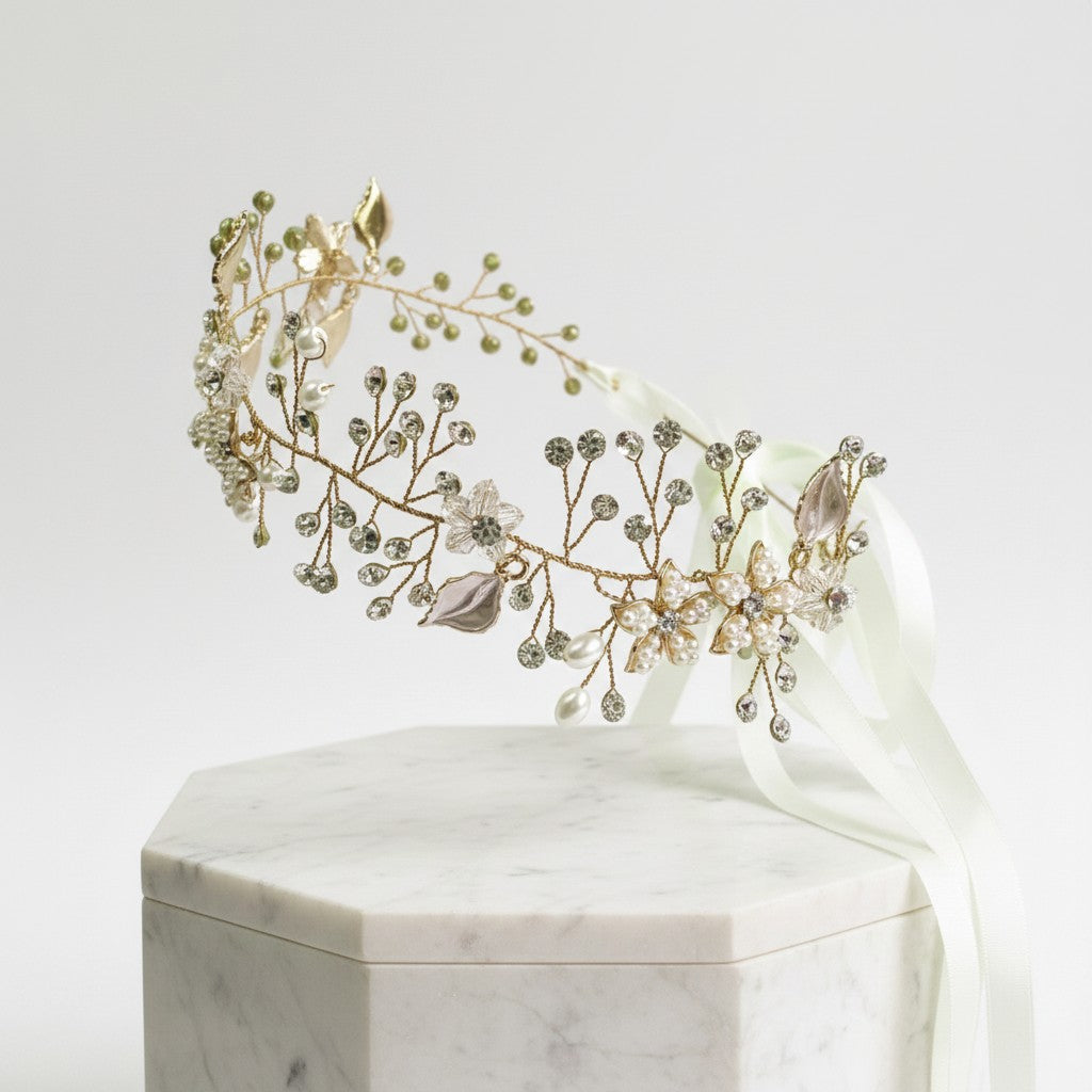 ATHENA COLLECTION - CRYSTAL ELEGANCE HAIR VINE - HP152  GOLD