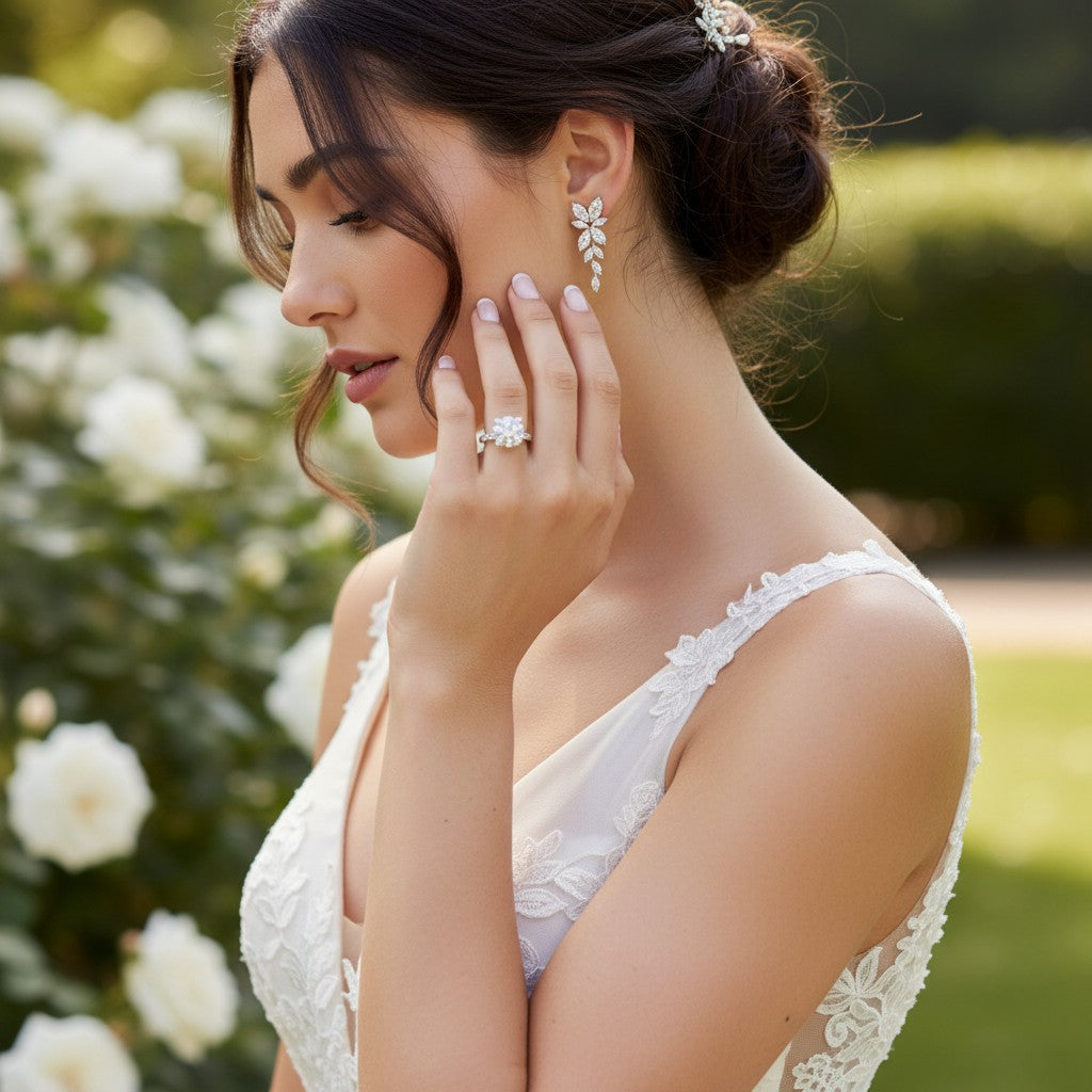 CUBIC ZIRCONIA COLLECTION - DAINTY TREASURE EARRINGS - CZER448 SILVER