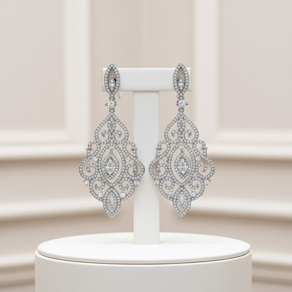 CUBIC ZIRCONIA COLLECTION - DIVINE DIVA CHANDELIER EARRINGS - CZER450