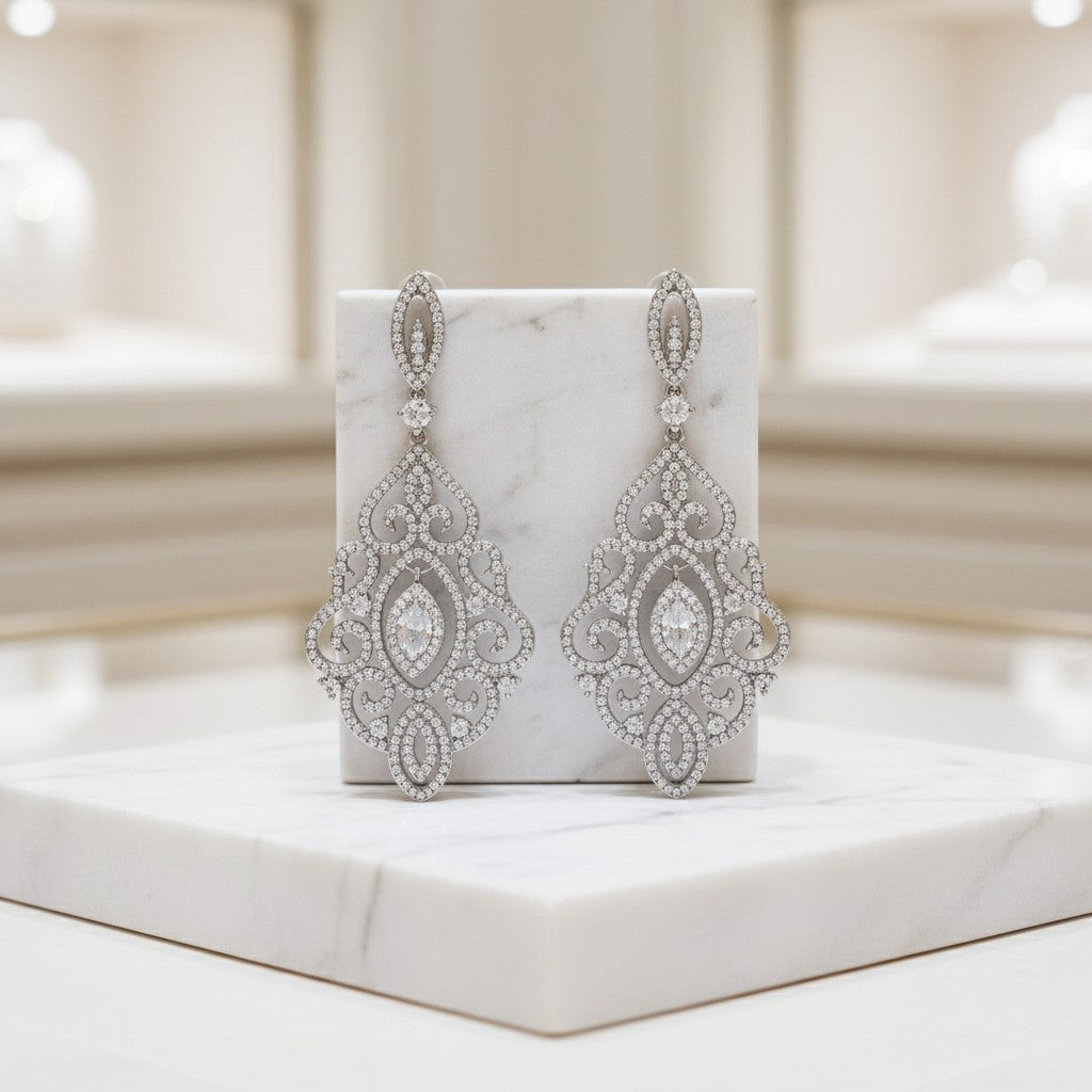 CUBIC ZIRCONIA COLLECTION - DIVINE DIVA CHANDELIER EARRINGS - CZER450
