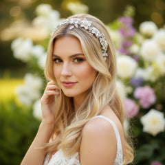 ATHENA COLLECTION - FLORAL ROMANCE HAIR COMB - HC169 SILVER