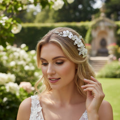 ATHENA COLLECTION - FLORAL ROMANCE HAIR COMB - HC169 SILVER