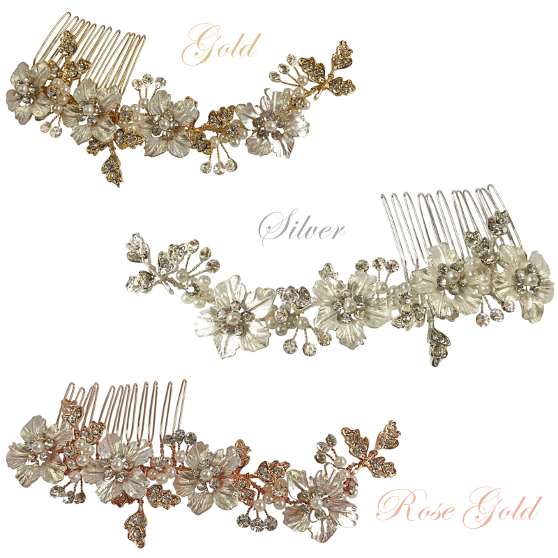 ATHENA COLLECTION - FLORAL ROMANCE HAIR COMB - HC169 ROSE GOLD