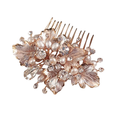 ATHENA COLLECTION - FLORAL ROMANCE CHIC HAIR COMB - HC170 ROSE GOLD