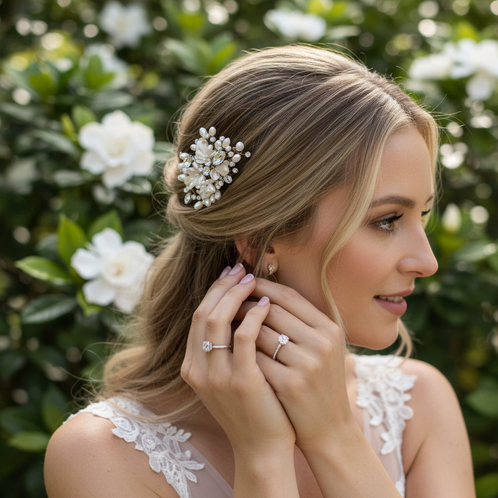 ATHENA COLLECTION - FLORAL ROMANCE CHIC HAIR COMB - HC170 ROSE GOLD