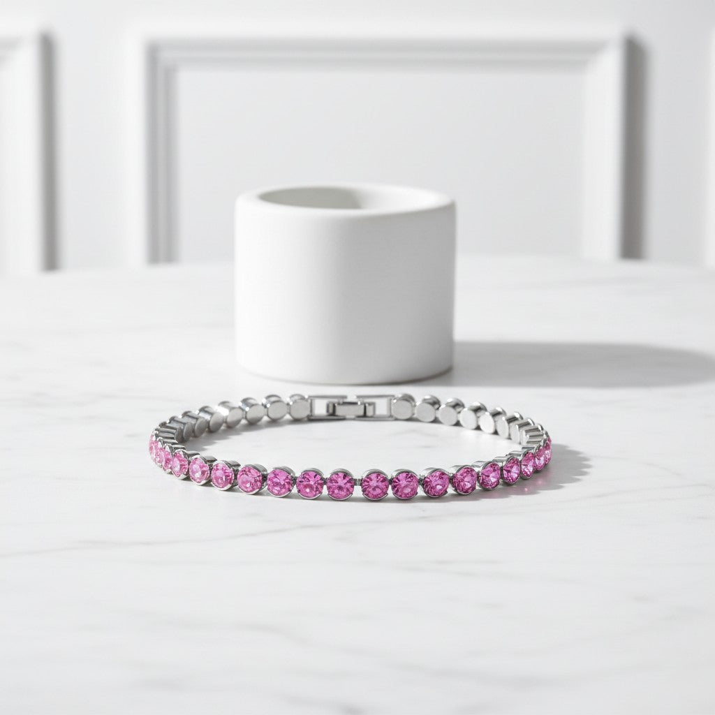 CUBIC ZIRCONIA COLLECTION - CLASSIC TENNIS BRACELET CZBRA31 LIGHT ROSE