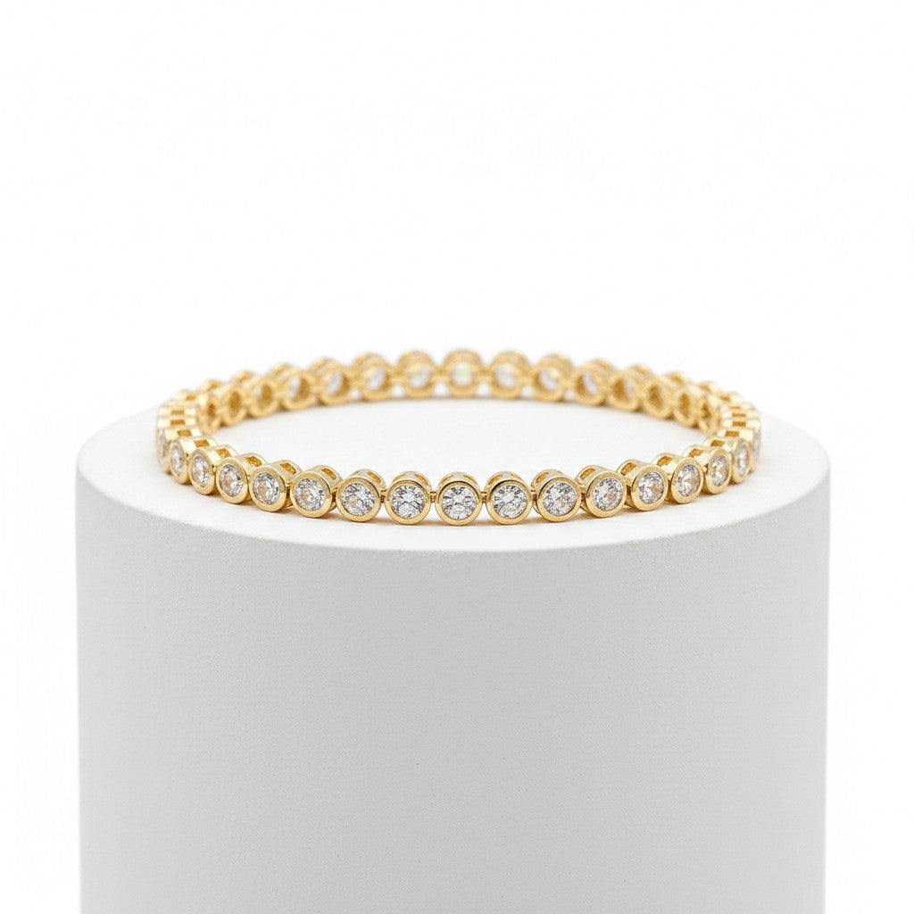 CUBIC ZIRCONIA COLLECTION - SHIMMERING CRYSTAL BRACELET - (CZBRA32) GOLD