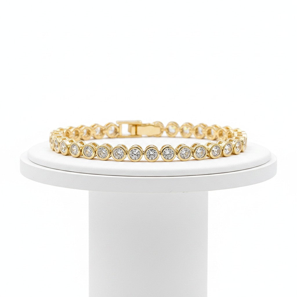 CUBIC ZIRCONIA COLLECTION - SHIMMERING CRYSTAL BRACELET - (CZBRA32) GOLD