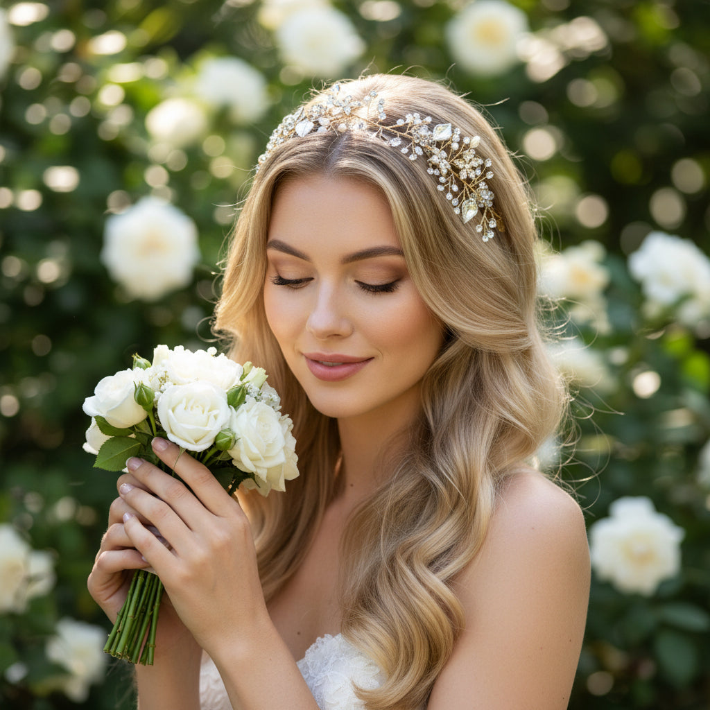 ATHENA COLLECTION - CRYSTAL ELEGANCE HAIR VINE - HP152 ROSE GOLD
