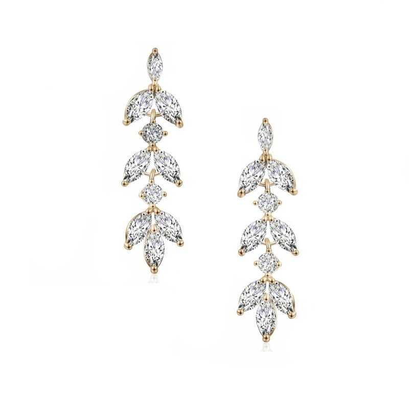 CUBIC ZIRCONIA COLLECTION - DAINTY DROP SPARKLE EARRINGS - CZER452 GOLD