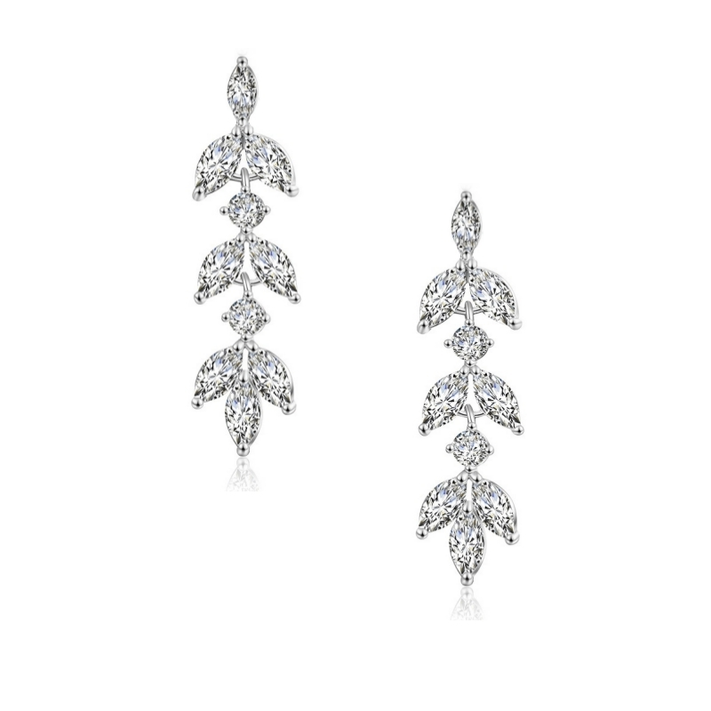 CUBIC ZIRCONIA COLLECTION - DAINTY DROP SPARKLE EARRINGS - CZER452 SILVER