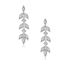 CUBIC ZIRCONIA COLLECTION - DAINTY DROP SPARKLE EARRINGS - CZER452 SILVER