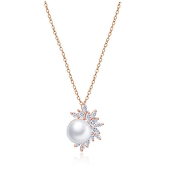 CUBIC ZIRCONIA COLLECTION - DAZZLING PEARL PENDANT - CZNK73 ROSE GOLD