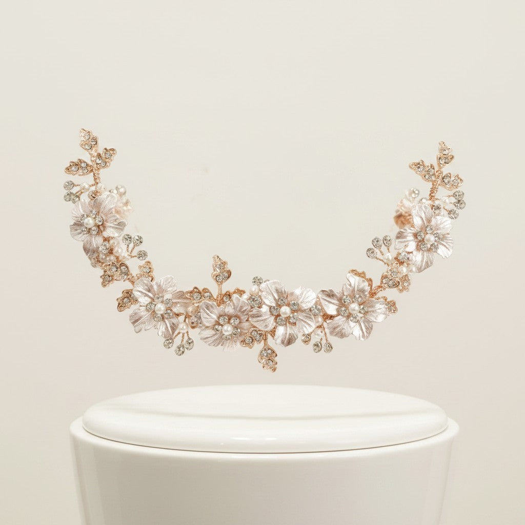 ATHENA COLLECTION - FLORAL ROMANCE EXQUISITE HAIR VINE - (HP153) ROSE GOLD