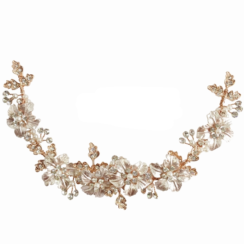 ATHENA COLLECTION - FLORAL ROMANCE EXQUISITE HAIR VINE - (HP153) ROSE GOLD