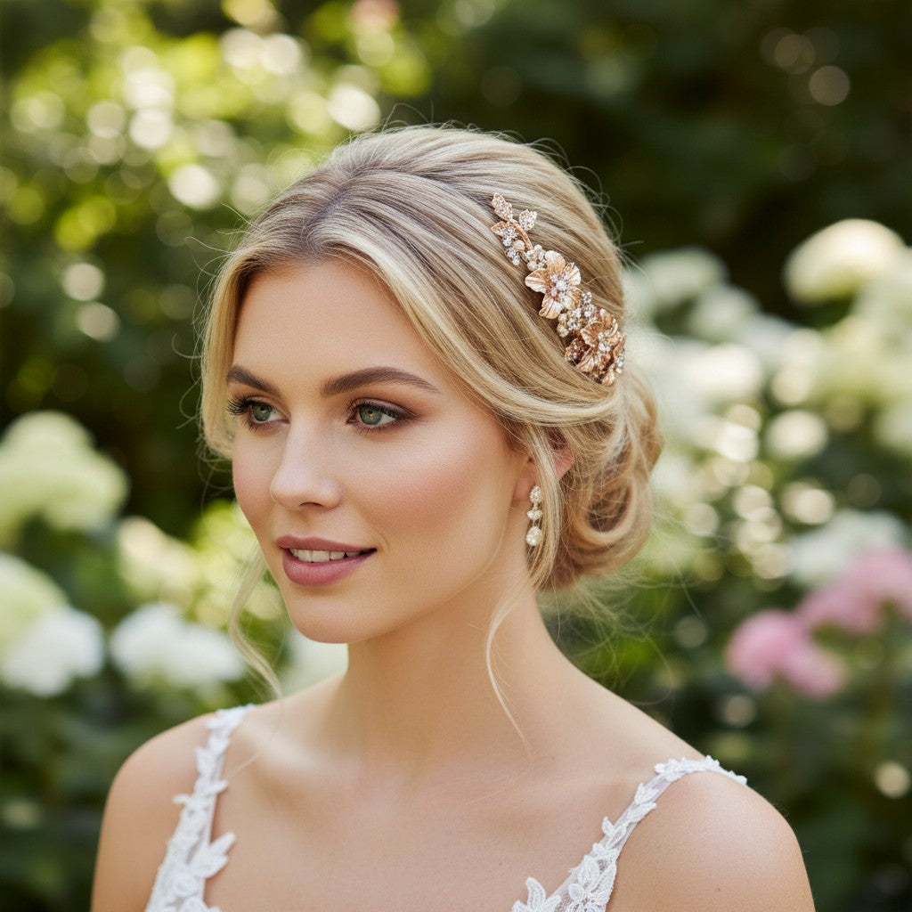 ATHENA COLLECTION - FLORAL ROMANCE EXQUISITE HAIR VINE - (HP153) ROSE GOLD