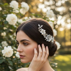 ATHENA COLLECTION - FLORAL ROMANCE EXQUISITE HAIR VINE - (HP153) SILVER