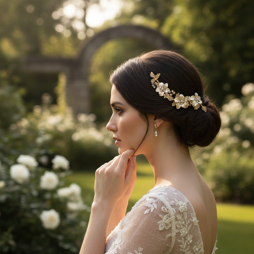 ATHENA COLLECTION - FLORAL ROMANCE EXQUISITE HAIR VINE - (HP153) GOLD