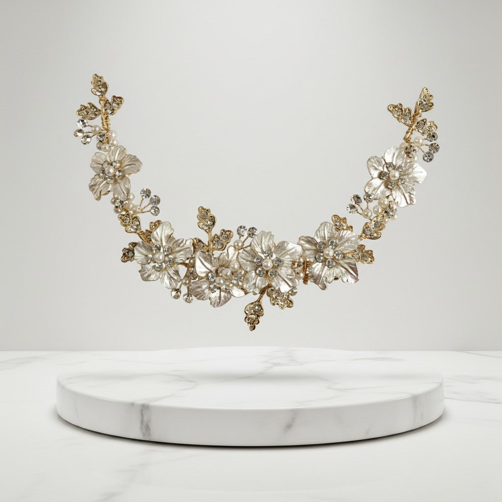 ATHENA COLLECTION - FLORAL ROMANCE EXQUISITE HAIR VINE - (HP153) GOLD