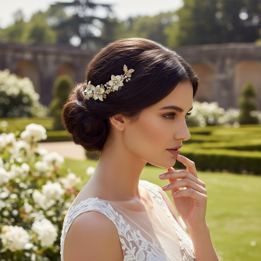 ATHENA COLLECTION - FLORAL ROMANCE EXQUISITE HAIR VINE - (HP153) GOLD