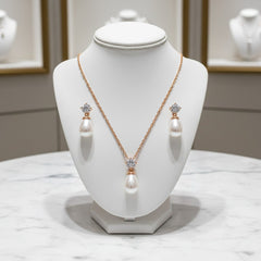 CUBIC ZIRCONIA COLLECTION - TIMELESS ELEGANCE NECKLACE SET- (CZNK74AA) CHAMPAGNE GOLD