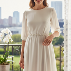 ATHENA COLLECTION - PEARL EMBELLISHED BRIDAL BELT - SILVER (23)