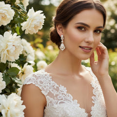 CUBIC ZIRCONIA COLLECTION - STATEMENT CHANDELIER EARRINGS -rose gold (CZER399)