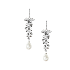 ATHENA COLLECTION - DELICATE ORCHID CHANDELIER EARRINGS - CZER455 SILVER