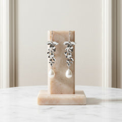 ATHENA COLLECTION - DELICATE ORCHID CHANDELIER EARRINGS - CZER455 SILVER